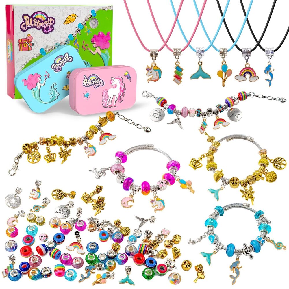 2067 Charm Bracelet Making Kit for Girls, Unicorn/Mermaid Jewelry Making